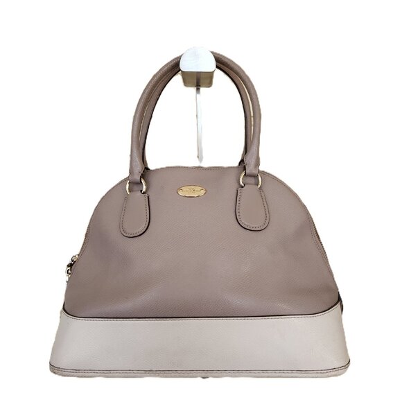 Coach Dome Colorblock Tan Leather Satchel Handbag Purse - Picture 3 of 13